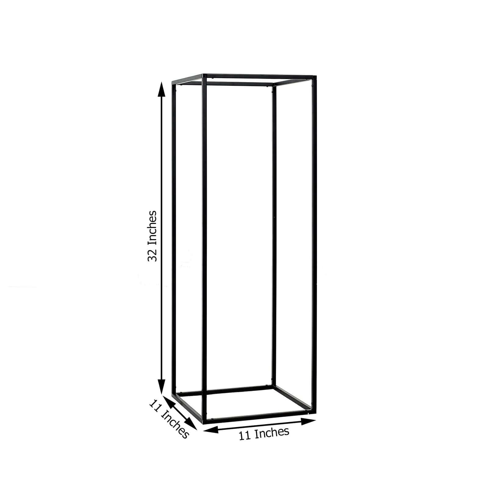 2-Pack Wedding Flower Stand Black Metal Geometric Column Frame Rectangular - Versatile Floral Pedestal for Sophisticated Arrangements 32"