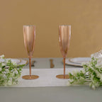 6-Pack Plastic Champagne Flutes in Metallic Rose Gold - Classy Disposable Champagne Glasses for Toasting & Cocktail Parties 5oz
