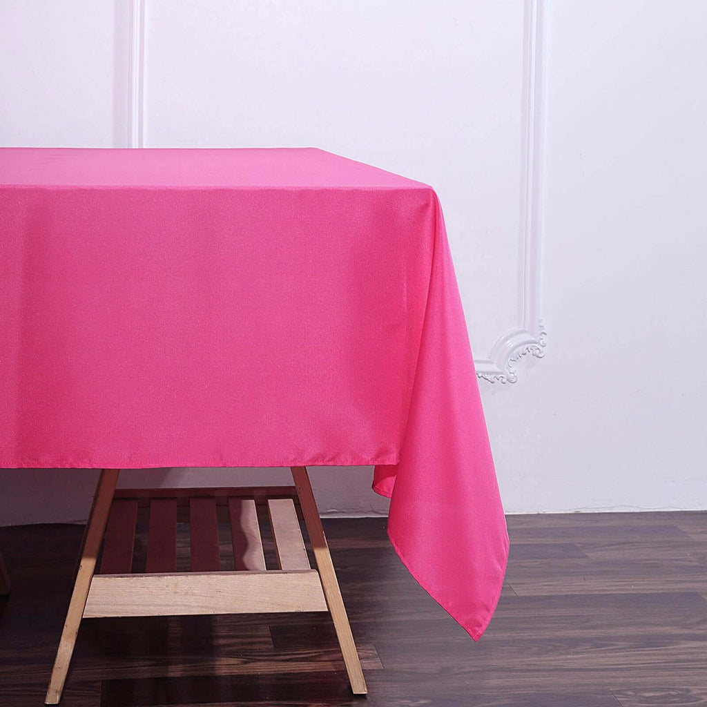 Polyester 70"x70" Table Overlay Square Tablecloth Fuchsia - Wrinkle-Resistant & Durable Table Cover
