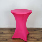 Spandex 30" Round Cocktail Table Cover Fuchsia - Easy to Maintain Stretch Fitted Highboy Tablecloth