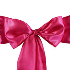 5 Pack Satin Chair Sashes Fuchsia - Durable Chair Bows with Shiny Finish 6"x106"