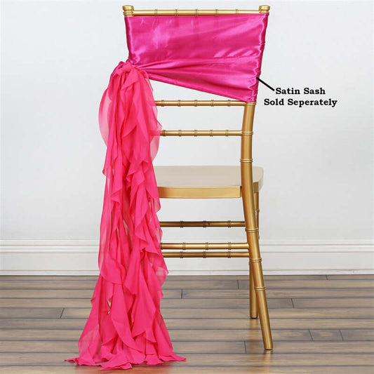 Chiffon Chair Sash with Curly Design Fuchsia - Stylish Chair Decorations