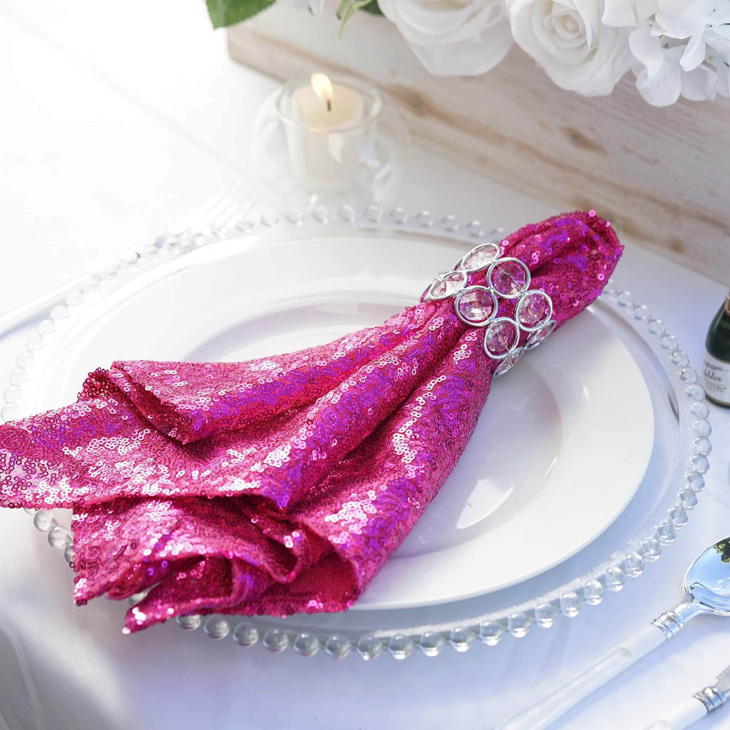 Sequin 20"x20" Napkin Fuchsia - Shimmering Dinner Napkin