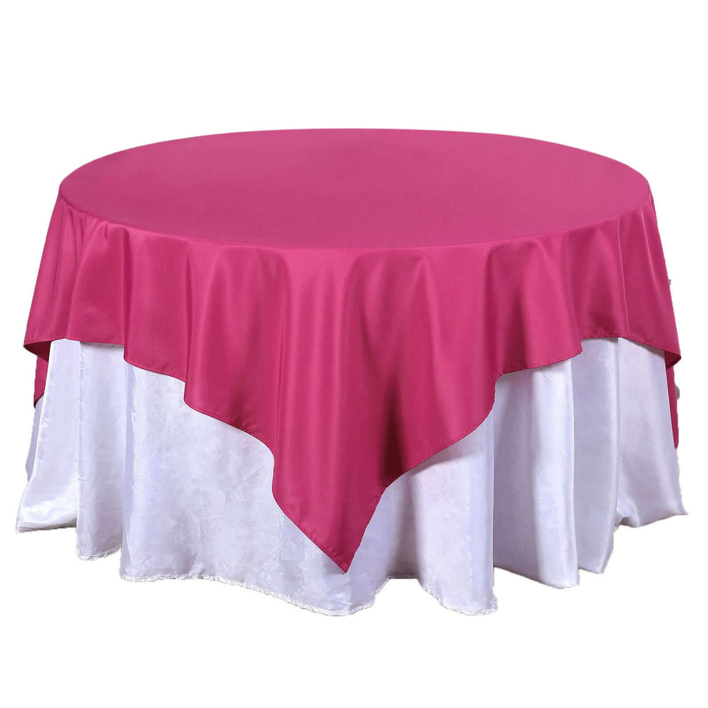 Polyester Square 70"x70" Tablecloth Fuchsia - Wrinkle-Resistant & Durable Table Cover