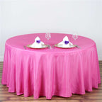 Polyester 108" Round Tablecloth Fuchsia - Wrinkle-Resistant Table Cover
