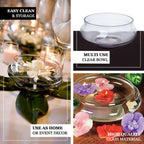 Glass Floating Candle Bowl Multi-Purpose Design - Table Centerpiece for Decor 10"