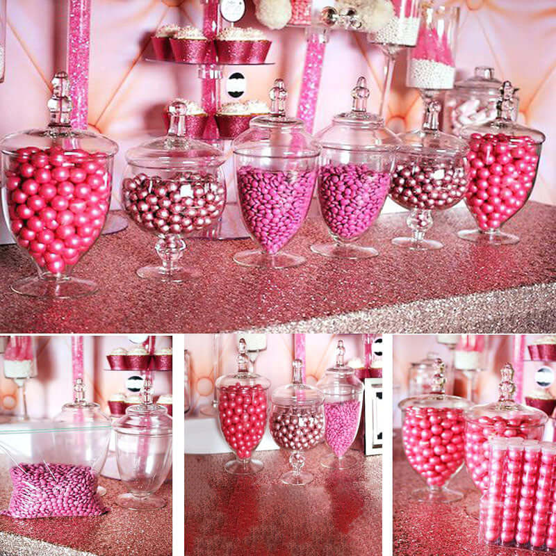 Set of 3 Glass Jars Apothecary Design Clear and Snap-On Lids - Stylish Decorative Candy Buffet Storage 8.5", 9", 10"