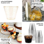 12-Pack Plastic Party Glasses Silver Glittered - Sparkly Disposable Cups for Events 9oz
