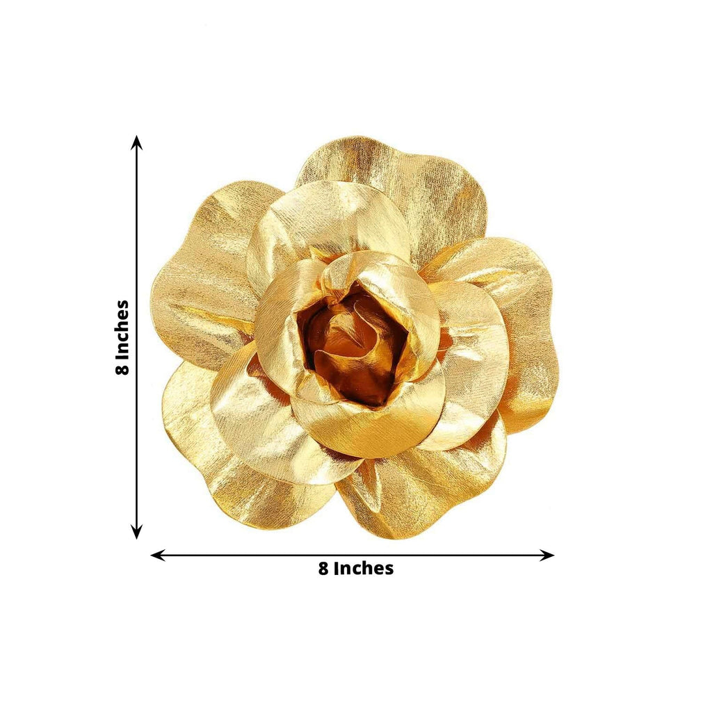 6 Pack 8" Metallic Gold Real Touch Artificial Foam DIY Craft Roses