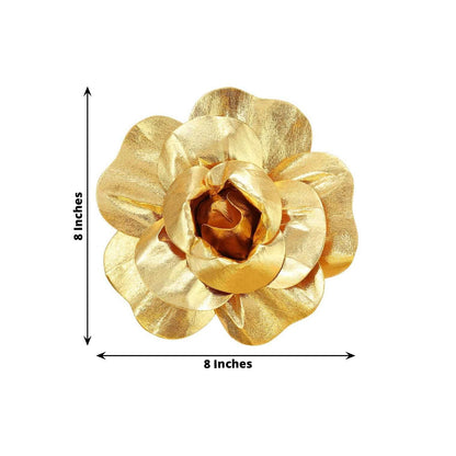6 Pack 8" Metallic Gold Real Touch Artificial Foam DIY Craft Roses