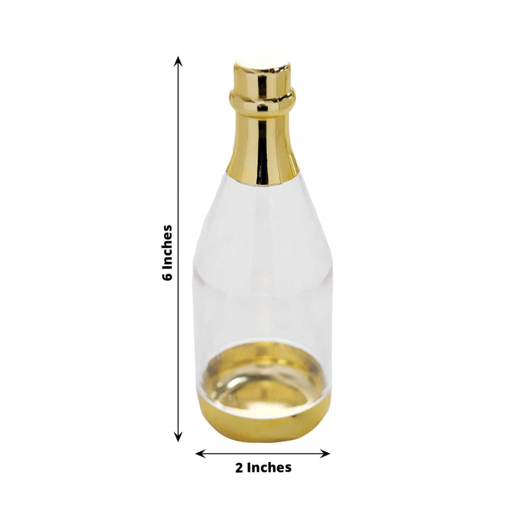 12-Pack Fillable Mini Champagne Bottle Candy Container Clear Gold - Unique Candy Treat Favor Containers 6"