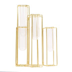 Set of 5 Wedding Centerpieces Gold Frame Conjoined Geometric Design - Test Tube Hydroponic Vases 12"