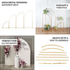 7ft Gold Metal Half Moon Floral Frame Wedding Arbor Stand, Chiara Backdrop Display Arch