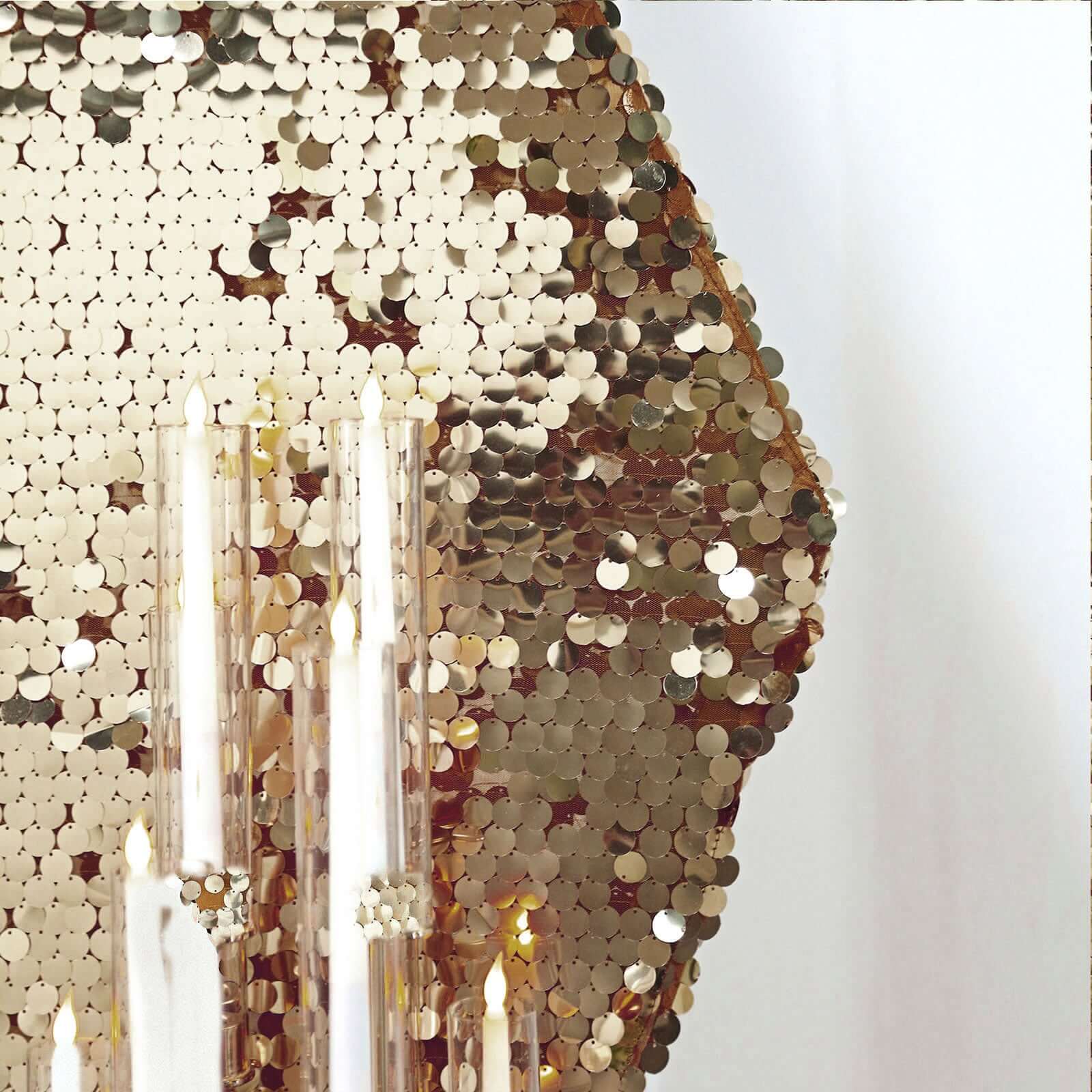 8ftx7ft Gold Big Payette Sequin Sparkly Hexagon Backdrop Stand Cover