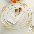 10-Pack Clear Plastic Dessert Plates â€“ 8" Round with Gold Beaded Rim, Disposable for Parties & Events