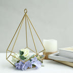 2-Pack Tealight Candle Holders Gold Metal Pentagon Geometric Open Frame - Flower Stand 9"