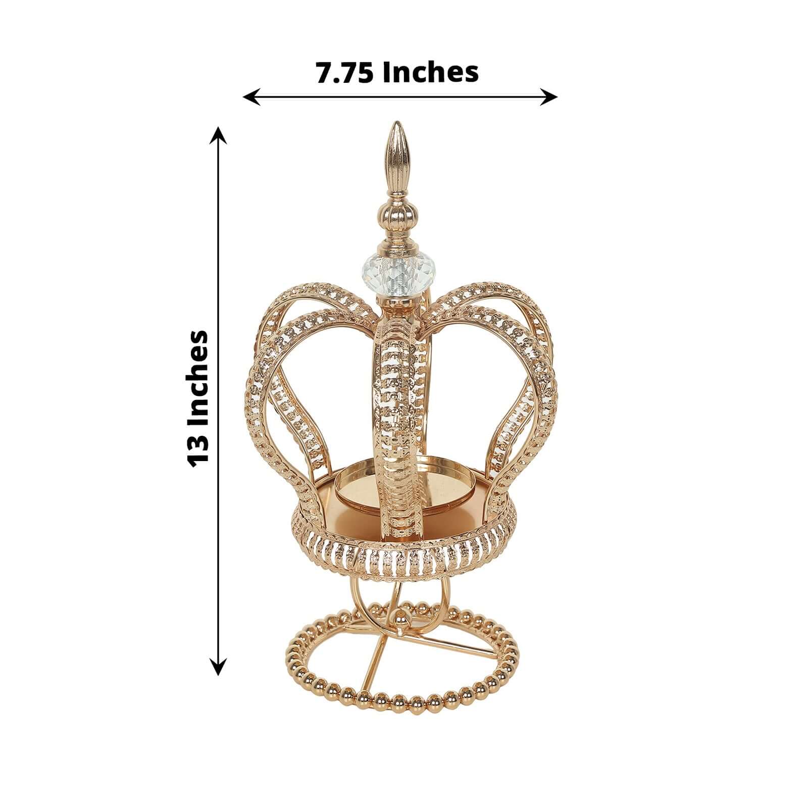 Metal Crown Spiral Pillar Candle Holder Stand Gold - Jeweled Votive Candle Centerpiece 13"