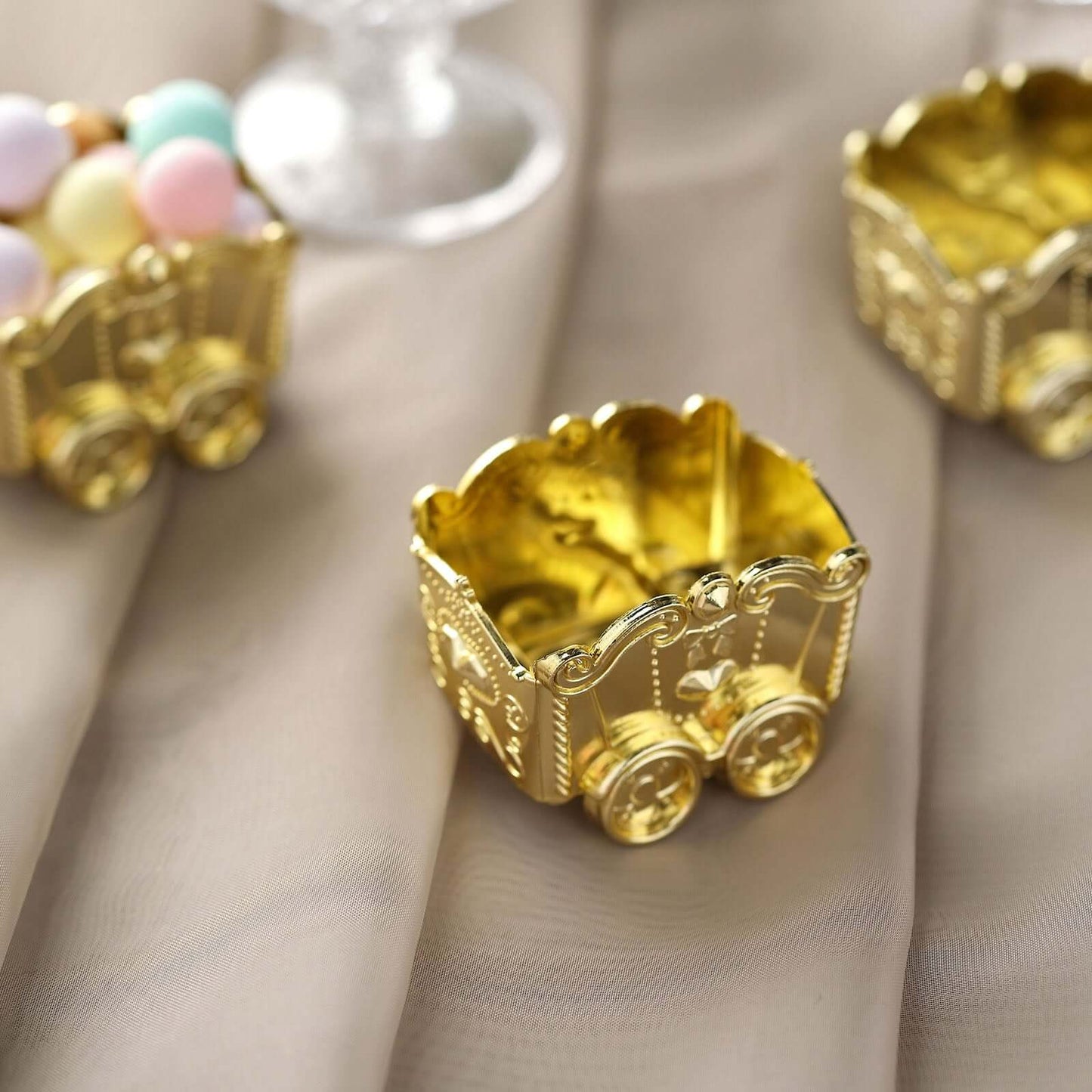 12 Pack 2.5" Gold Mini Chariot Treat Party Favor Boxes, Small Candy Container Gift Boxes