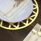 6-Pack Disposable Table Placemats in Metallic Gold Laser Cut Geometric Triangle Design - 700GSM Cardboard Placemats for Glamorous Table Settings 13"