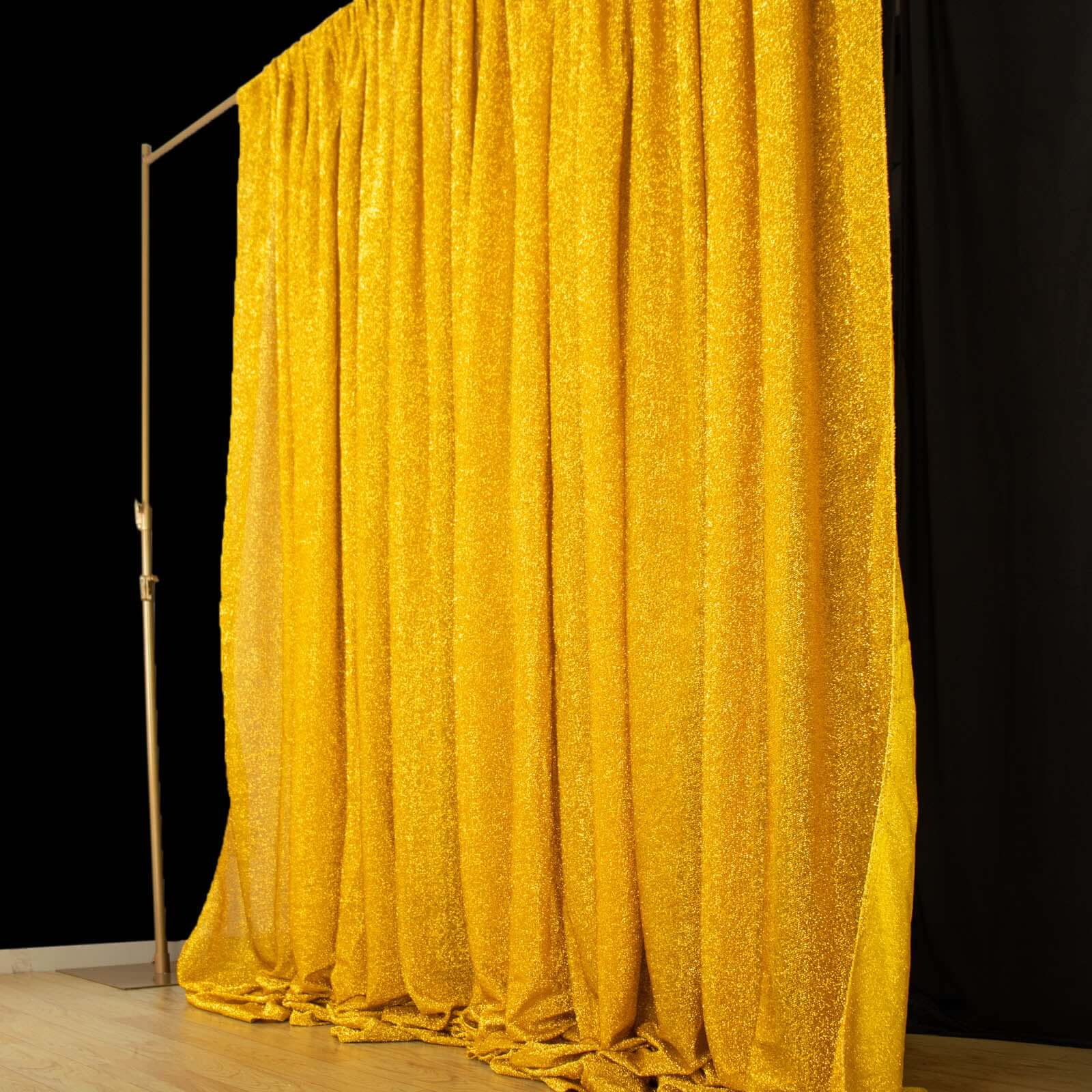 20ftx10ft Gold Metallic Shimmer Tinsel Event Curtain Drapes, Backdrop Event Panel