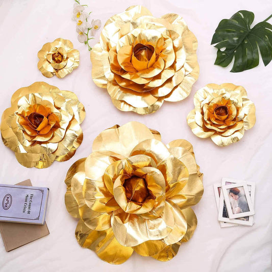 2 Pack 24" Large Metallic Gold Real Touch Artificial Foam DIY Craft Roses