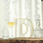 8" Tall Gold Freestanding 3D Decorative Wire Letter, Wedding Centerpiece - D