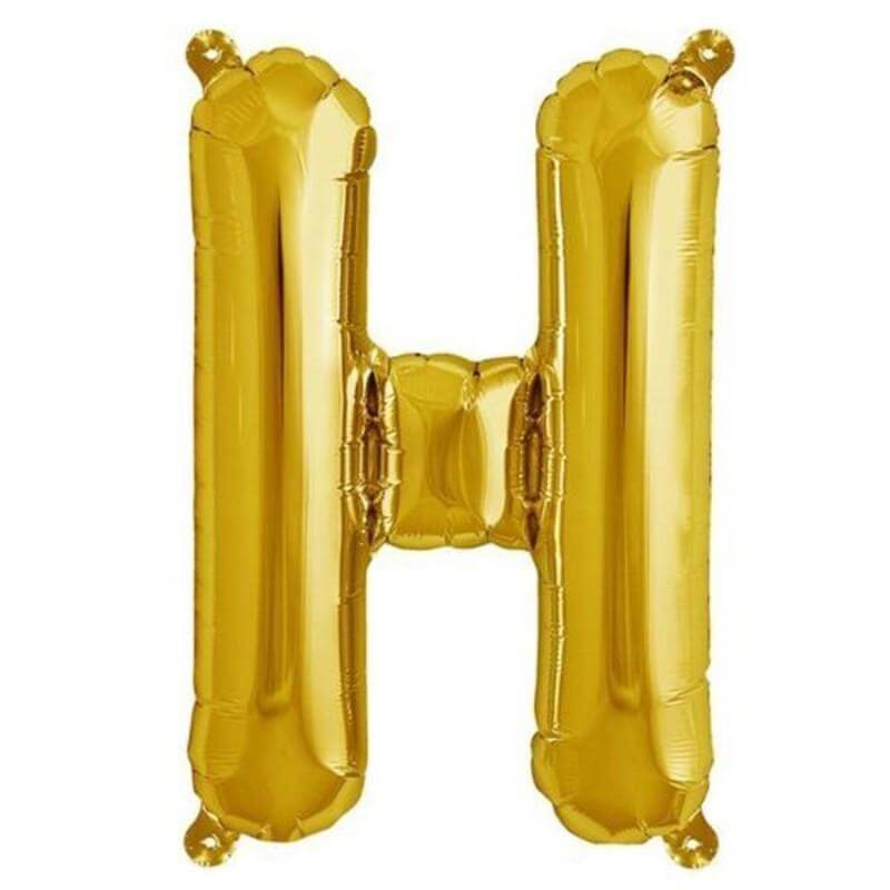 13" Matte Gold Letter and Number Balloons, Mylar Foil Balloons