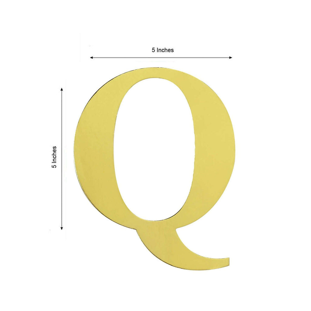 4-Pack Stickers Banner Custom Alphabet "Q" Design Gold - Text Stick-On Decorative Letters 5"