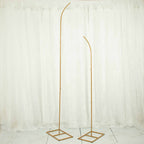 Set of 2 Gold Metal Curved Top Balloon Flower Backdrop Stands, Wedding Arch Frames - 6ft, 8ft