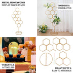6ft Gold Metal Honeycomb Wedding Flower Frame Backdrop Stand, Floor Standing Balloon Display Arch