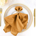 5 Pack Polyester 20"x20" Napkins Gold - Wrinkle Resistant & Easy Care Cloth Napkins for Special Occasions