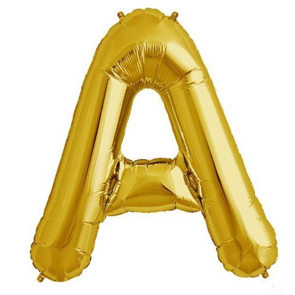 13" Gold Letter & Number Balloons, Shiny Metallic Mylar Foil Alphabet Balloons