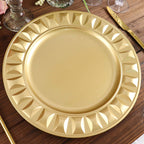 6-Pack Plastic Round Charger Plates 13" in Gold with Bejeweled Rim, Luxe Decorative Dinner Party Charger Tableware