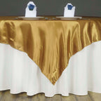 Satin 60"x60" Table Overlay Square Tablecloth Gold - Smooth Silky Touch Table Cover for Sophisticated Events