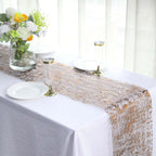 Mesh Polyester 108" Table Runner Roll Metallic Bronze - Distressed Foil Look Disposable Table Decor
