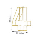 8" Tall Gold Freestanding 3D Decorative Metal Wire Numbers, Wedding Table Numbers -4