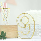 8" Tall Gold Freestanding 3D Decorative Metal Wire Numbers, Wedding Table Numbers -9