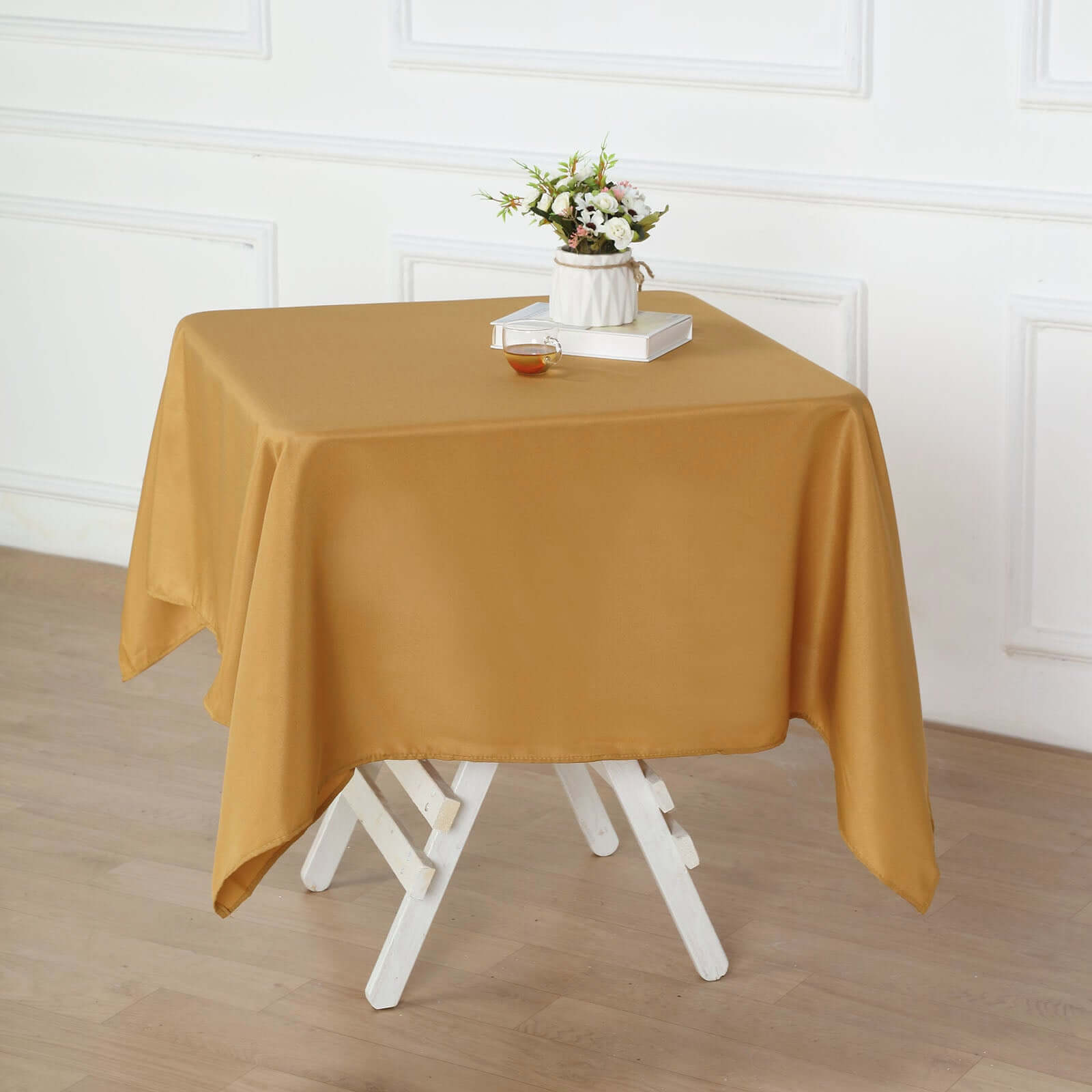 Polyester Square 54"x54" Tablecloth Gold - Wrinkle-Resistant & Durable Table Cover for Events