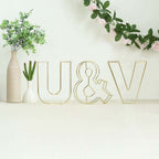 8" Tall Gold Freestanding 3D Decorative Wire Letter, Wedding Centerpiece - U