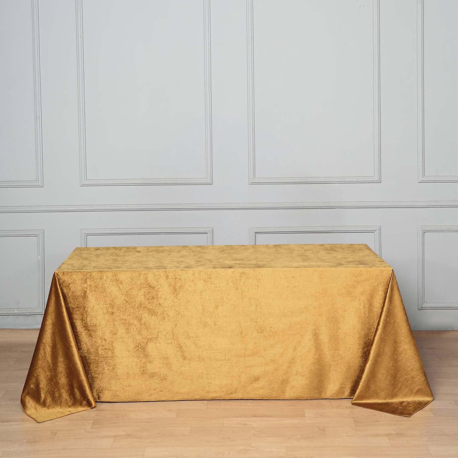 Premium Velvet 90"x132" Rectangle Tablecloth Gold - Reusable Soft & Polished Seamless Table Cover for Luxury Weddings & Events