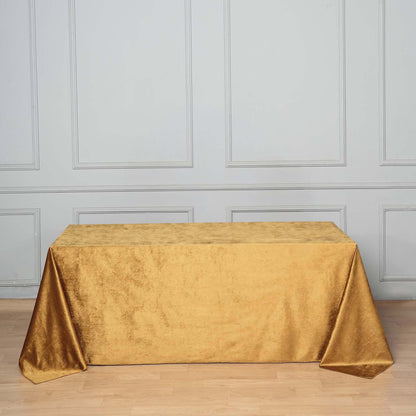 Premium Velvet 90"x132" Rectangle Tablecloth Gold - Reusable Soft & Polished Seamless Table Cover for Luxury Weddings & Events