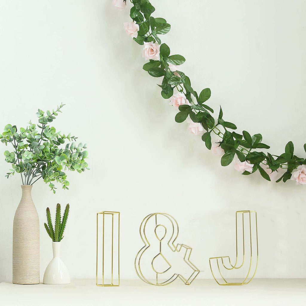 8" Tall Gold Freestanding 3D Decorative Wire Letter, Wedding Centerpiece - I