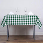 Polyester 54"x54" Square Tablecloth White/Green - Checkered Buffalo Plaid Design for Casual Table Settings
