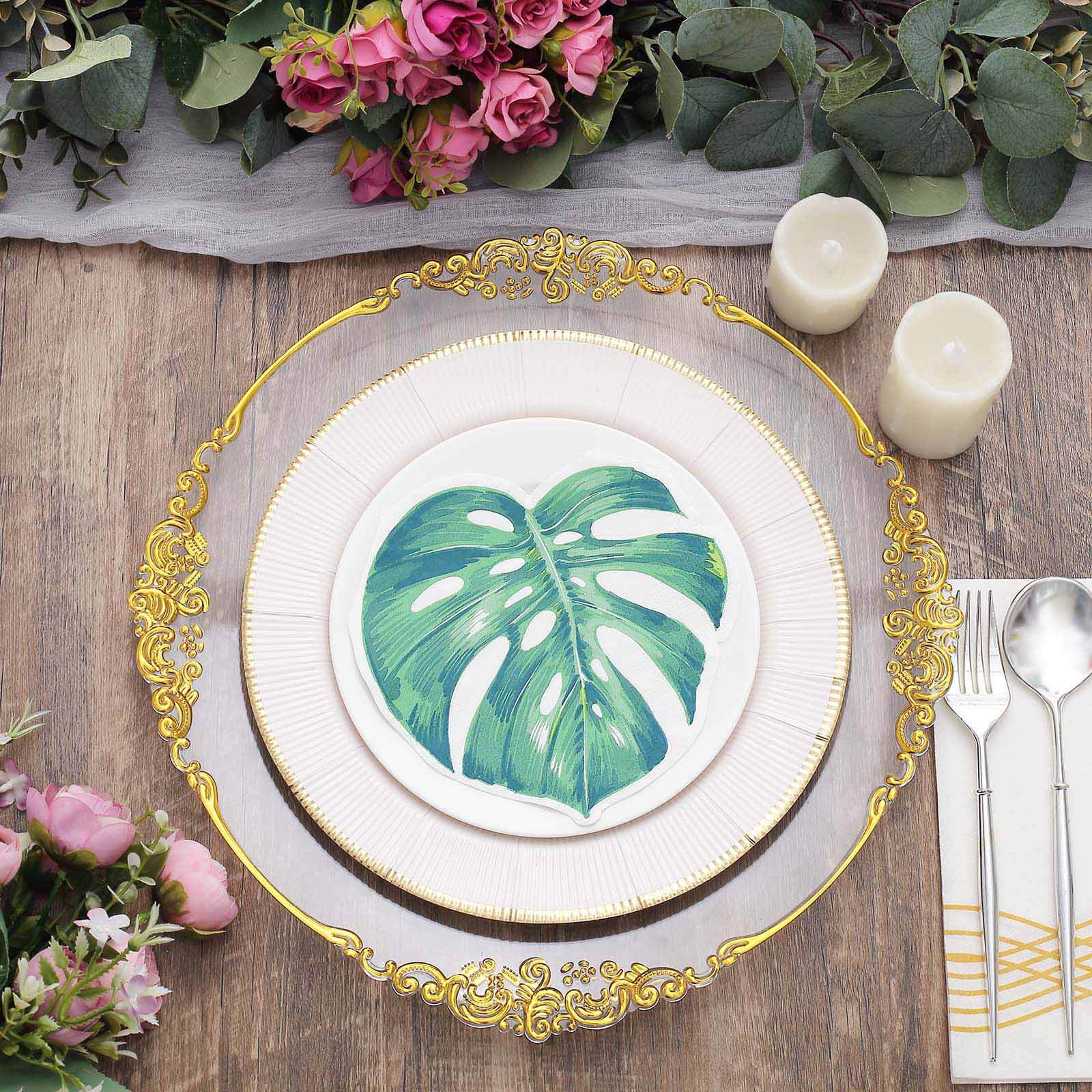 20-Pack Paper Cocktail Napkins with Tropical Leaf Design Green - Stylish Disposable Napkins for Events