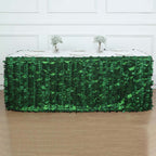 Taffeta Fabric 17ft Table Skirt Green 3D Leaf Petal Design - Exquisite & Stylish Event Table Cover