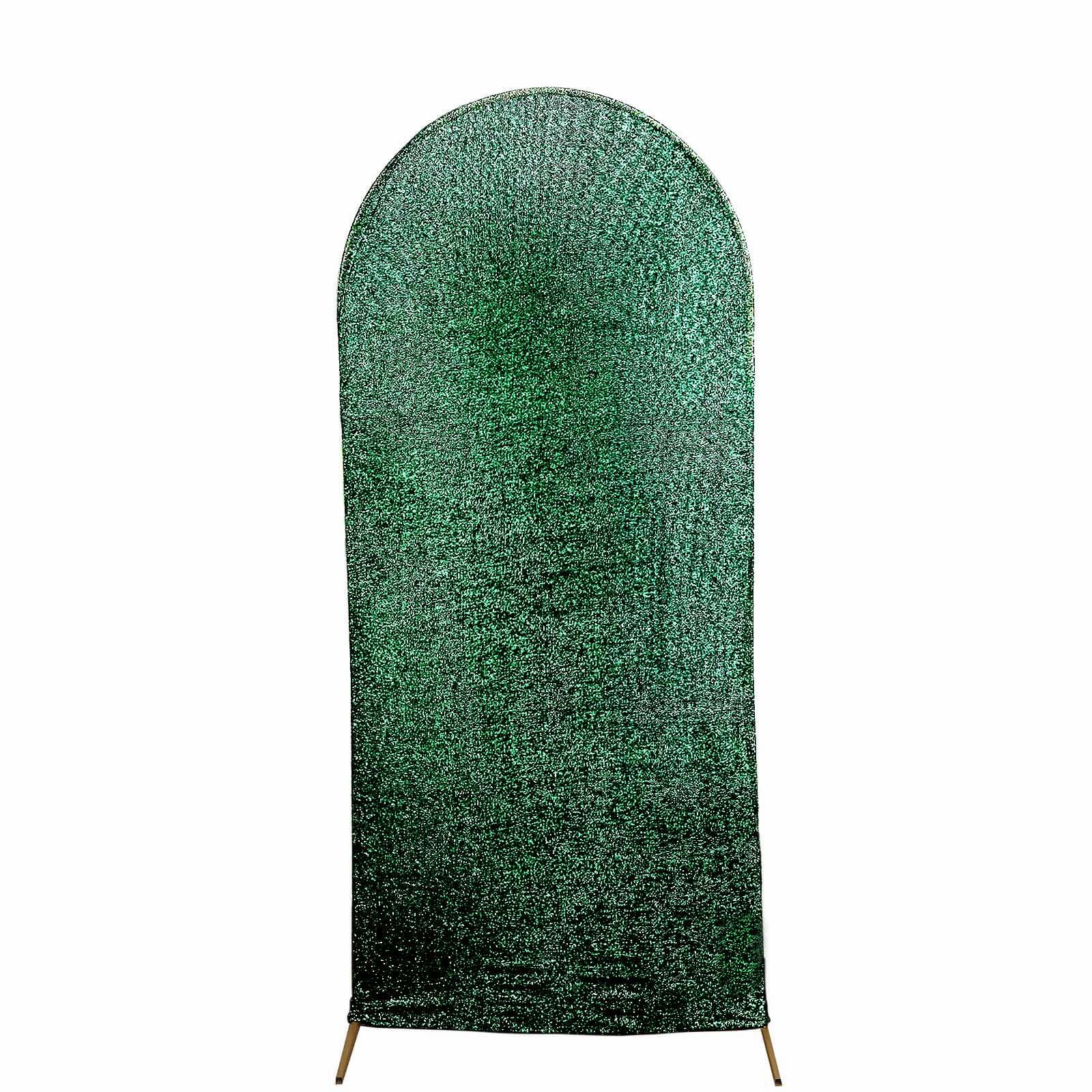6ft Hunter Emerald Green Shimmer Tinsel Spandex Chiara Backdrop Stand Cover For Fitted Round Top Wedding Arch