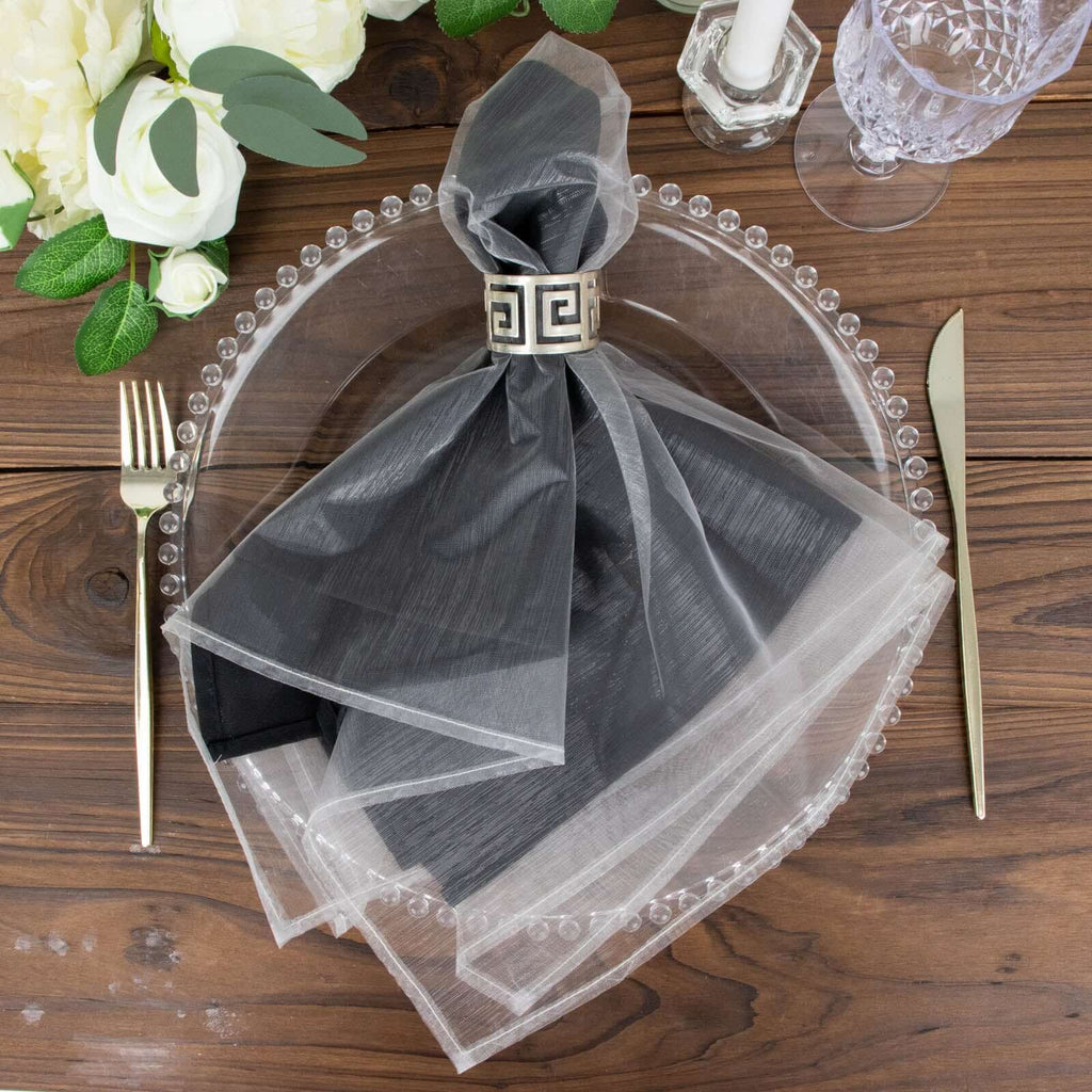 10 Pack Organza 23"x23" Napkins Silver - Sheer Cloth Napkins