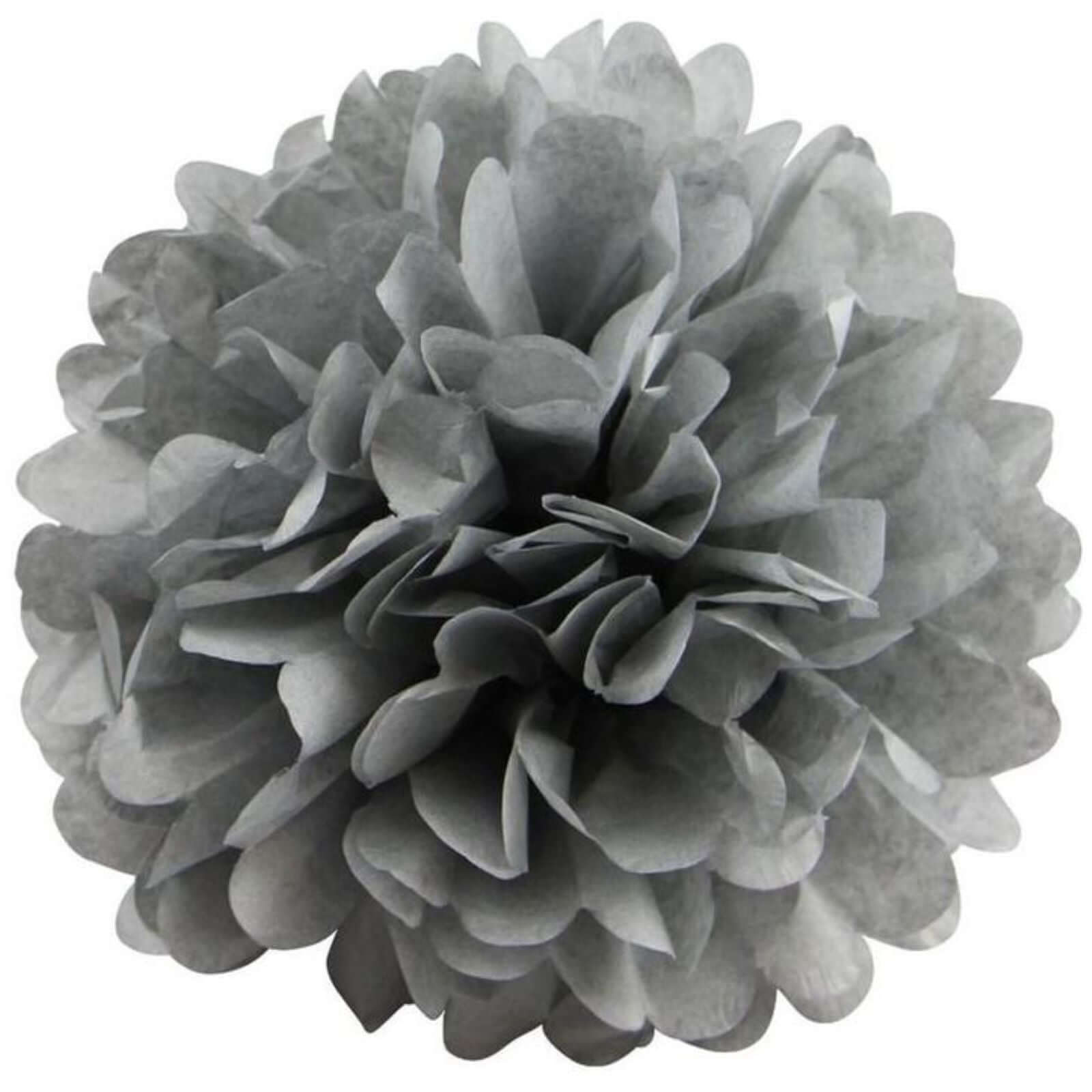 6 Pack 10" Silver Tissue Paper Pom Poms Flower Balls, Ceiling Wall Hanging Decorations
