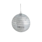4 Pack 4" Silver Foam Disco Mirror Ball With Hanging Strings, Holiday Christmas Ornaments
