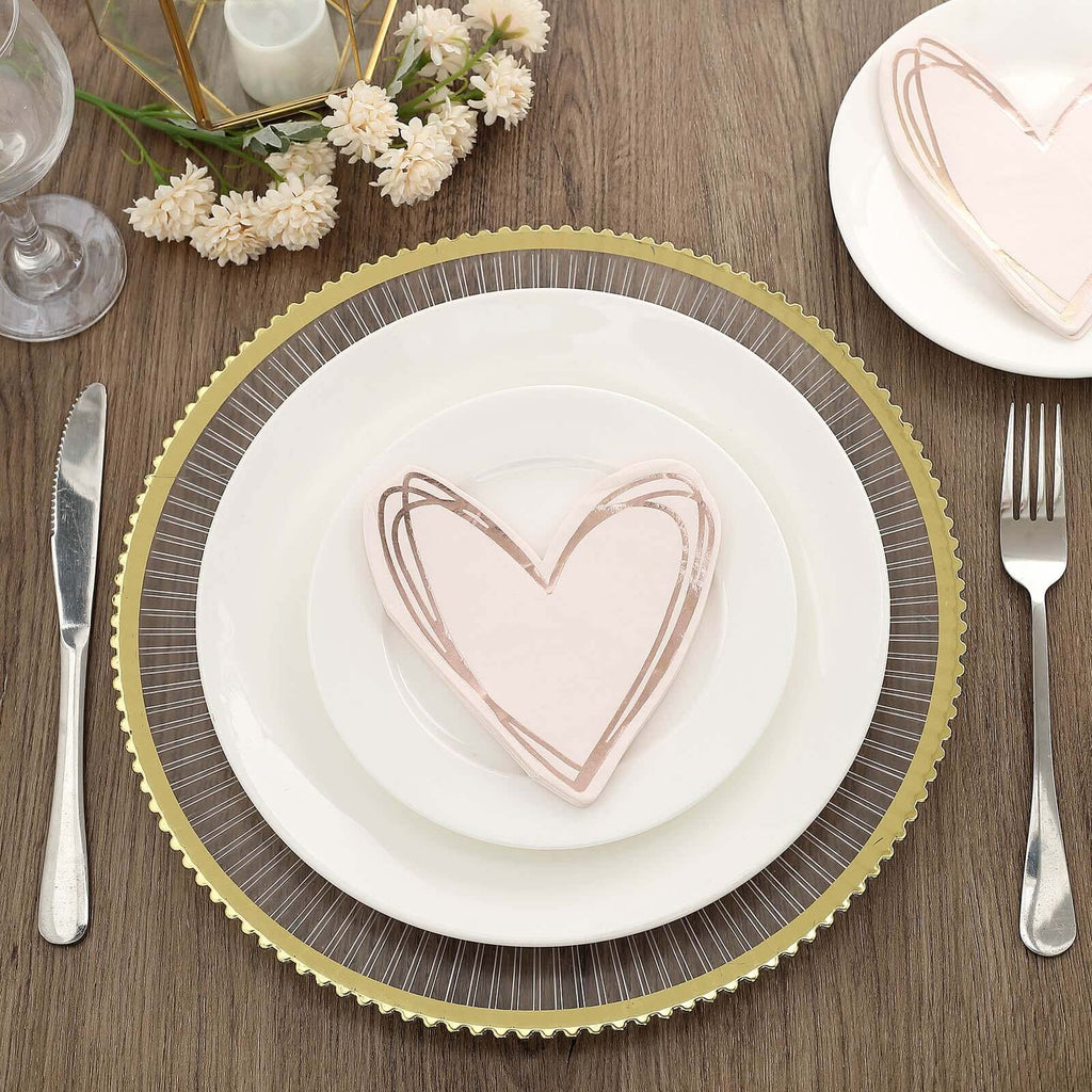 20-Pack Paper Cocktail Napkins with Heart Shape Rose Gold - Stylish Disposable Napkins for Events